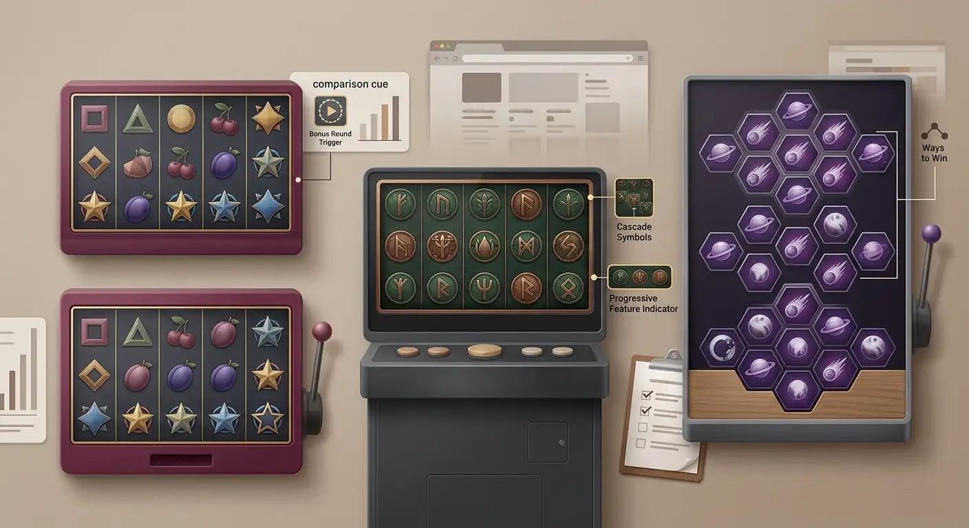 Editorial illustration representing Australian pokies with colourful generic reels