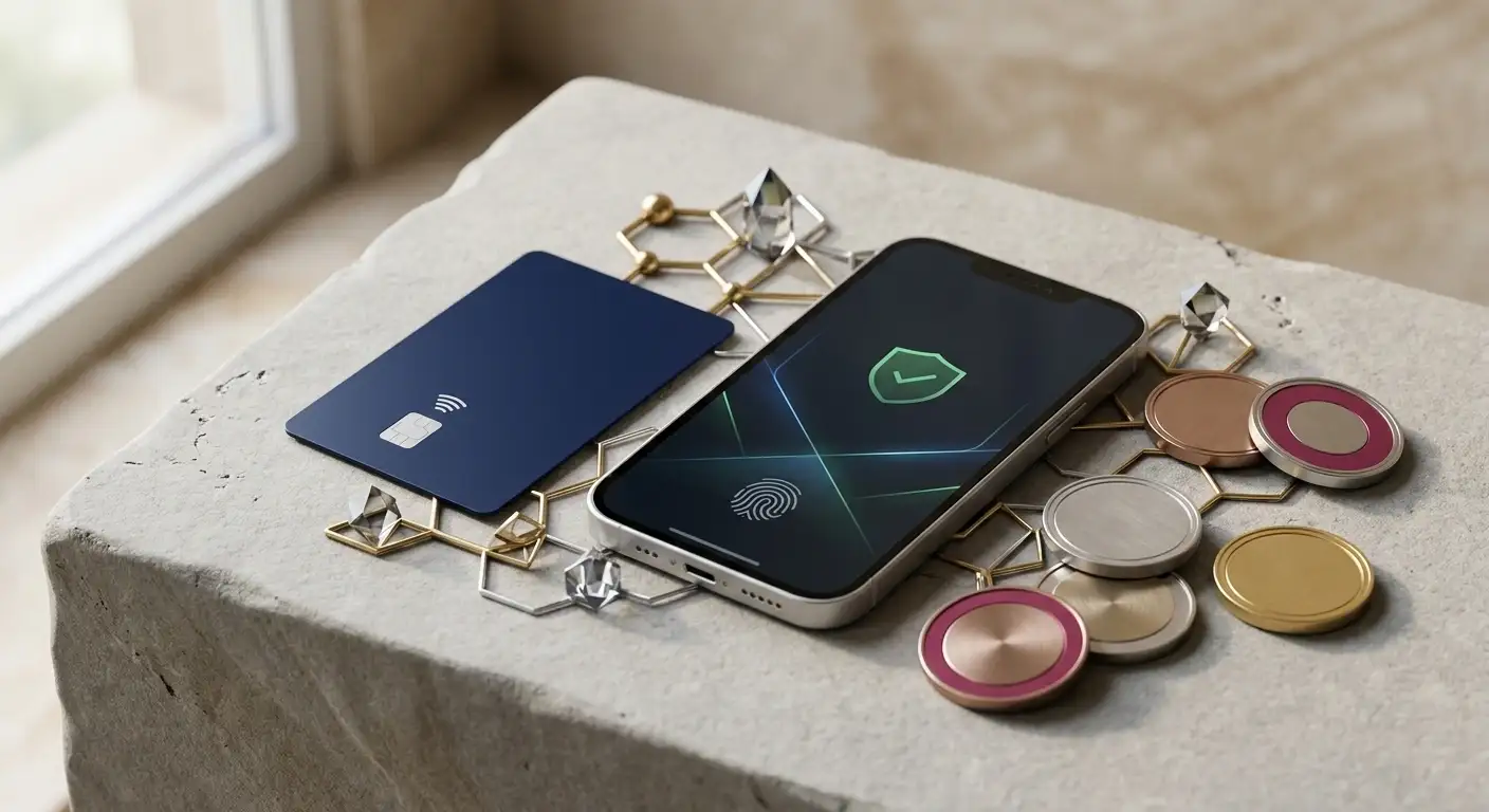 Australian-dollar banking concept with card, wallet and crypto symbols