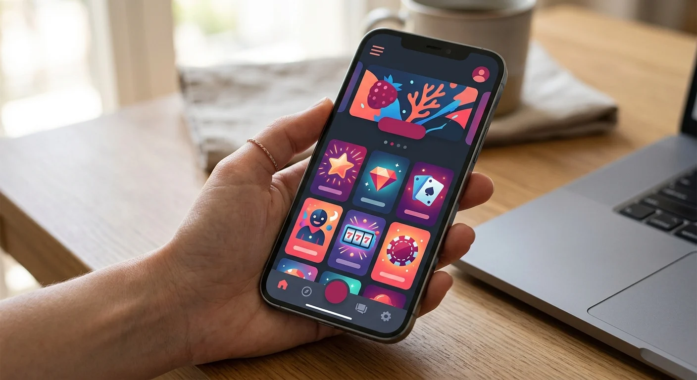 Smartphone displaying a generic mobile casino browser interface concept